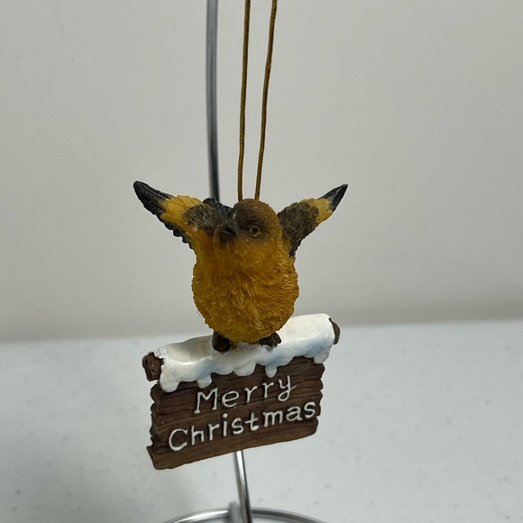Ganz Merry Christmas Bird on a Snowy Sign Ornaments Lot of 5 Resin - Picture 3 of 7